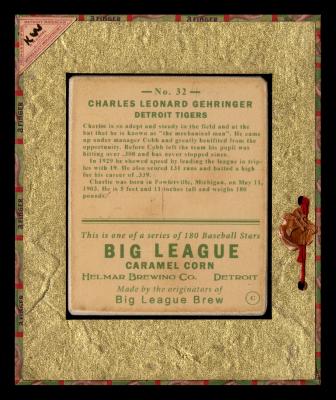 Picture, Helmar Brewing, R319-Helmar Card # 32, Charlie GEHRINGER, Portrait, Detroit Tigers